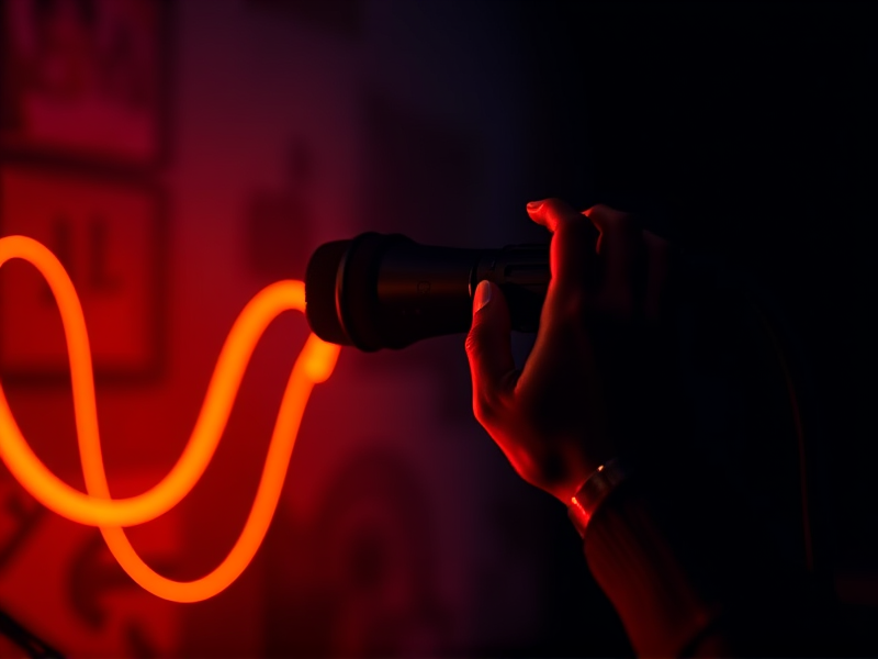 Sound design session in a dark studio